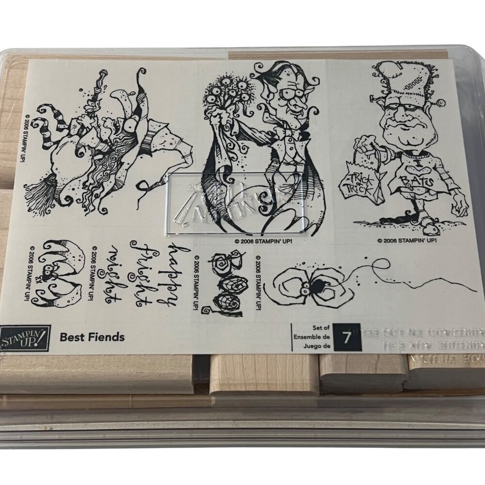Stampin Up! Best Fiends 2006 Rubber Stamps Halloween Set Of 7 NEW